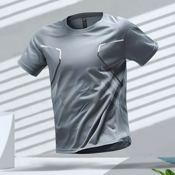 Quick-Dry Men’s Summer T-Shirt | Breathable, Short-Sleeve Sports, Color Block - Image 3