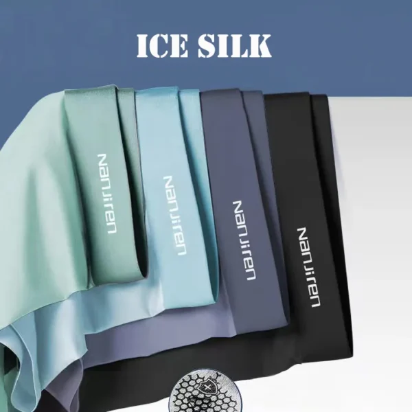 4-Piece Ice Silk Men’s Boxer Shorts Set | Breathable & Comfortable Polyester Underwear - Image 10