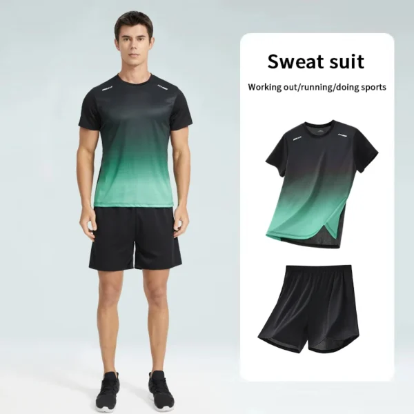 Plus Size Unisex Sportswear Set | Quick-Dry Fitness Shirt & Shorts for Outdoor Training - Image 7