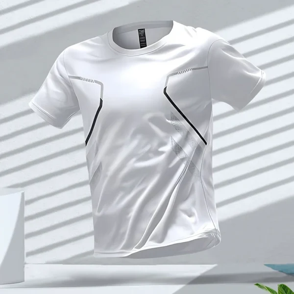 Quick-Dry Men’s Summer T-Shirt | Breathable, Short-Sleeve Sports, Color Block - Image 5