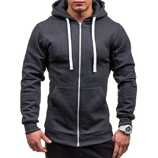 Men’s Zip-Up Hoodie | Casual & Solid Color - Image 9