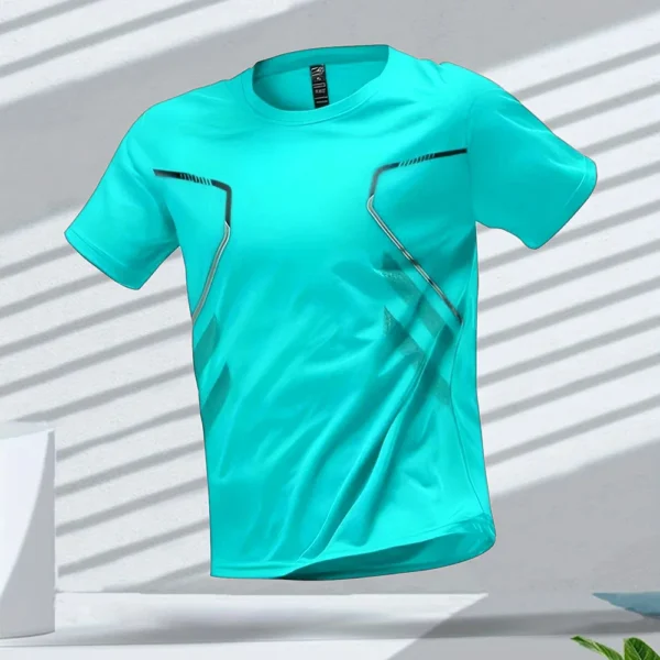 Quick-Dry Men’s Summer T-Shirt | Breathable, Short-Sleeve Sports, Color Block - Image 13