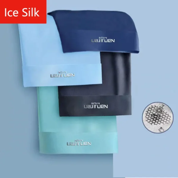 4-Piece Ice Silk Men’s Boxer Shorts Set | Breathable & Comfortable Polyester Underwear - Image 12