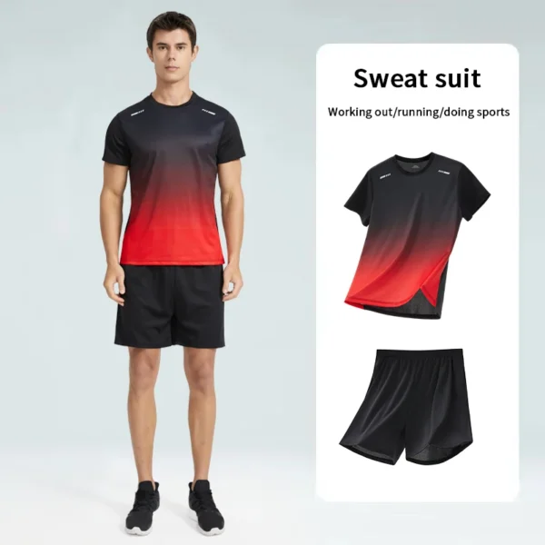 Plus Size Unisex Sportswear Set | Quick-Dry Fitness Shirt & Shorts for Outdoor Training - Image 11