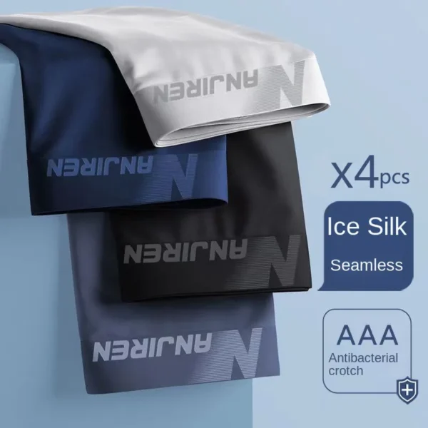 4-Piece Ice Silk Men’s Boxer Shorts Set | Breathable & Comfortable Polyester Underwear - Image 14