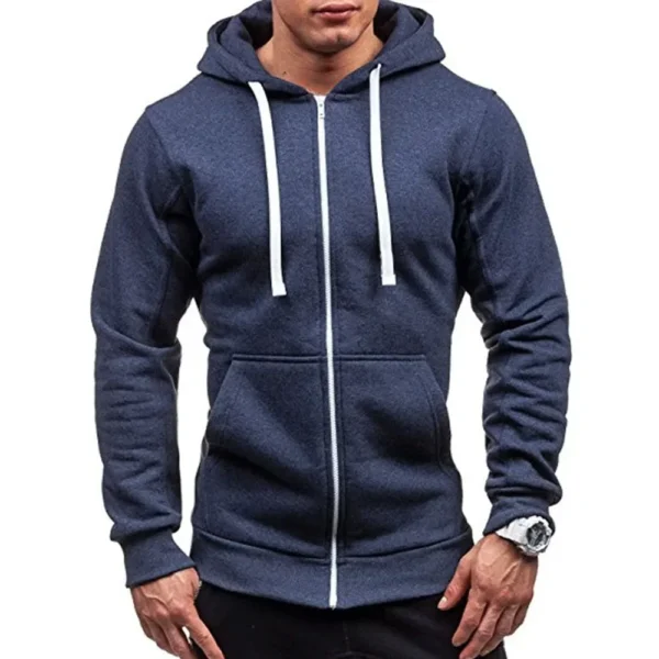 Men’s Zip-Up Hoodie | Casual & Solid Color - Image 2