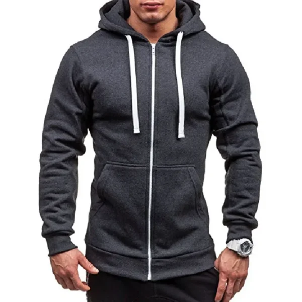 Men’s Zip-Up Hoodie | Casual & Solid Color - Image 4