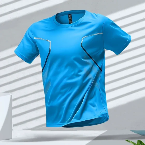 Quick-Dry Men’s Summer T-Shirt | Breathable, Short-Sleeve Sports, Color Block - Image 2