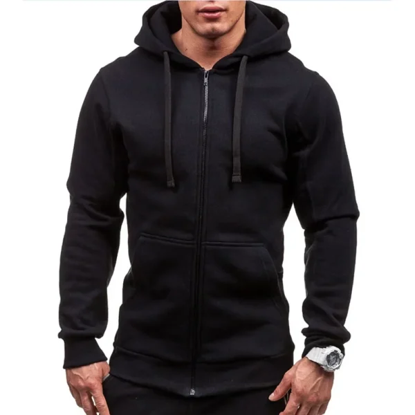 Men’s Zip-Up Hoodie | Casual & Solid Color - Image 3