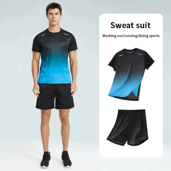 Plus Size Unisex Sportswear Set | Quick-Dry Fitness Shirt & Shorts for Outdoor Training - Image 9