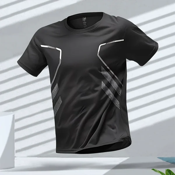 Quick-Dry Men’s Summer T-Shirt | Breathable, Short-Sleeve Sports, Color Block - Image 4